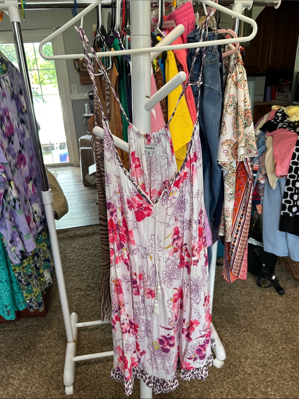 Kensie Floral Pink & Purple Spaghetti-Strap Sleep Chemise Size XL